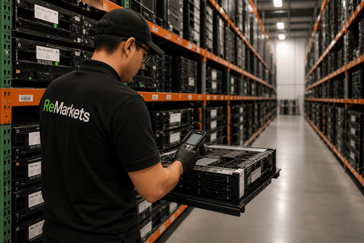 Technician processing server hardware