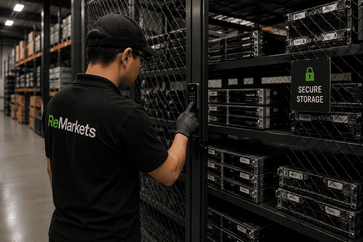 Technician servicing data center infrastructure